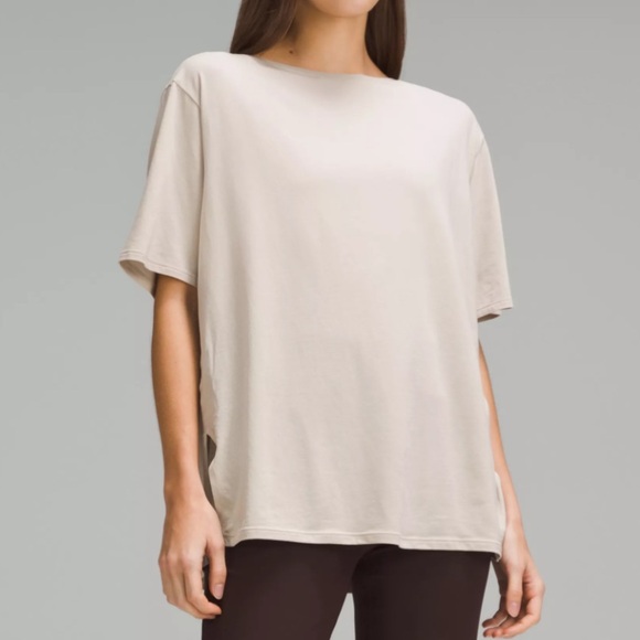 lululemon athletica Tops - Lululemon Relaxed Boatneck Tee - Mojave Tan